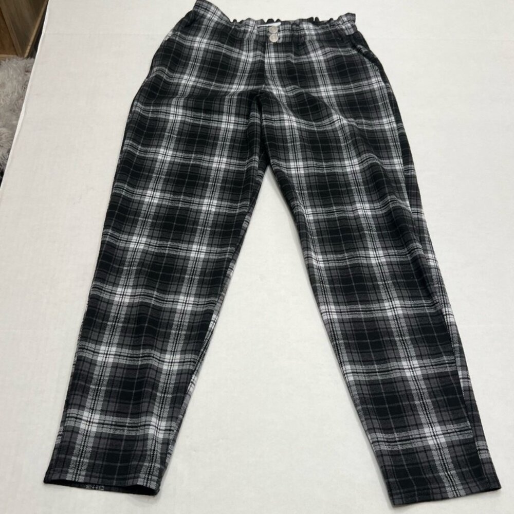 Abercrombie Kids Youth Girls Pull On Black and White Plaid Pants Size 13/14